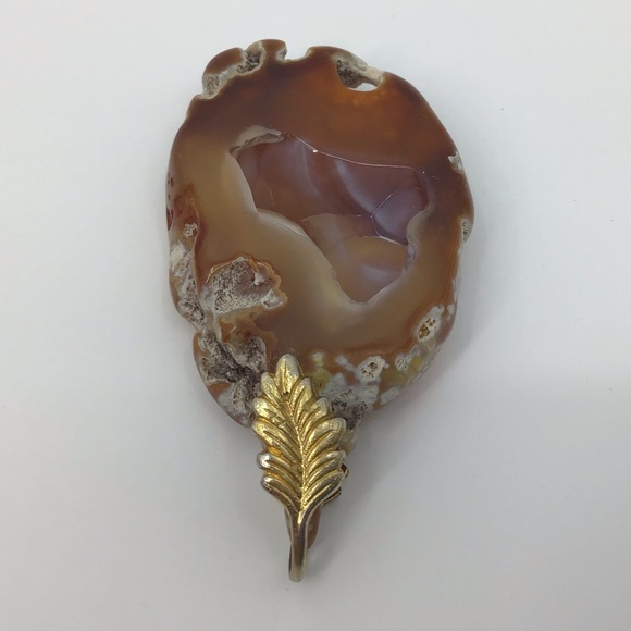 2/$25 Vintage Brown Agate Slice Pedant - Picture 9 of 16
